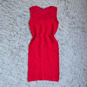 Red Mesh Textured Dress